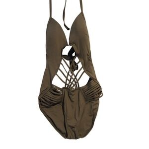 Kenneth Cole Swimsuit Womens Medium Monokini One Piece Cutout Strappy Bathing Su